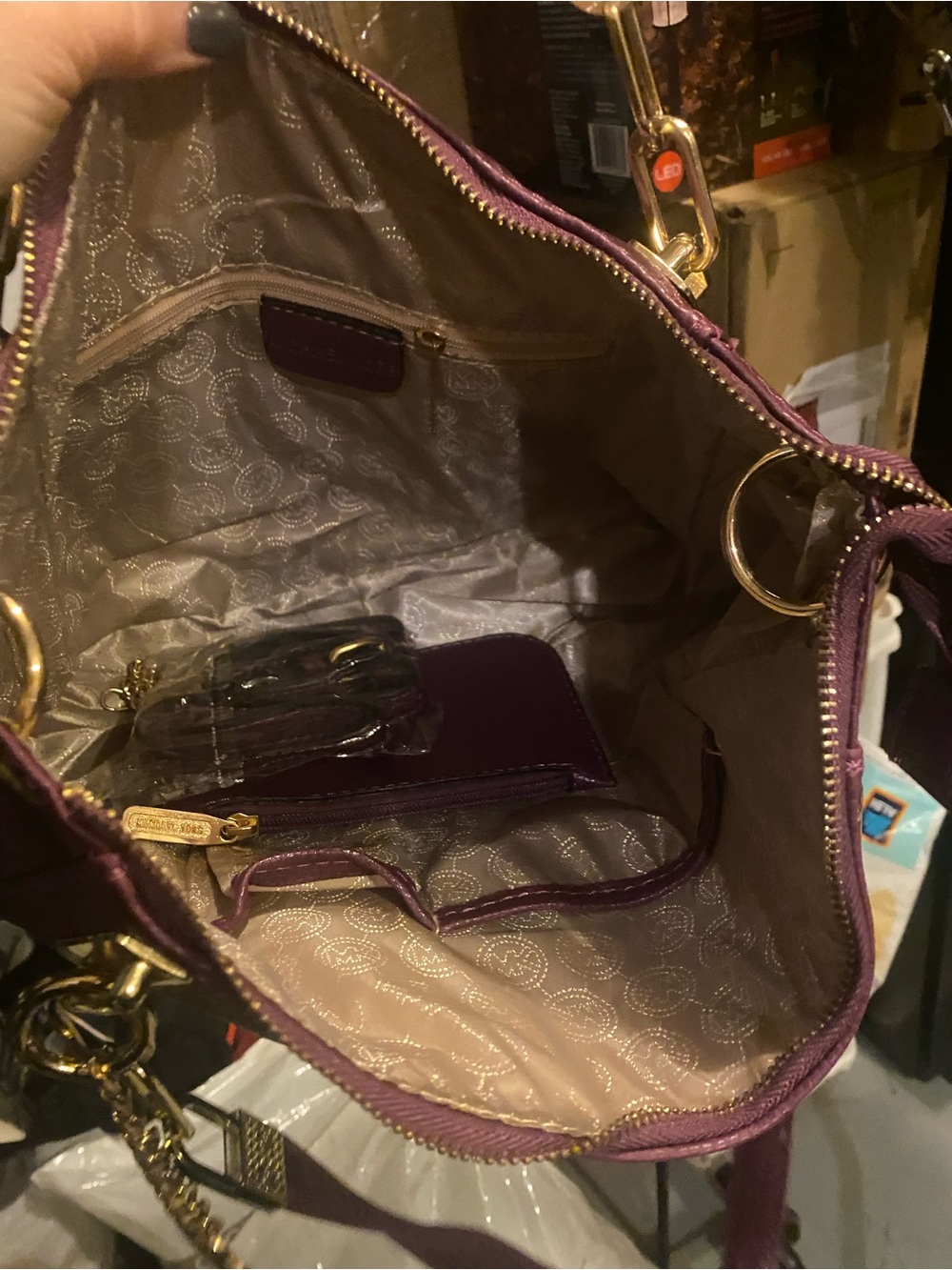 Michael Kors Plum Leather Shoulder Tote-Mew without tags - Picture 9 of 10